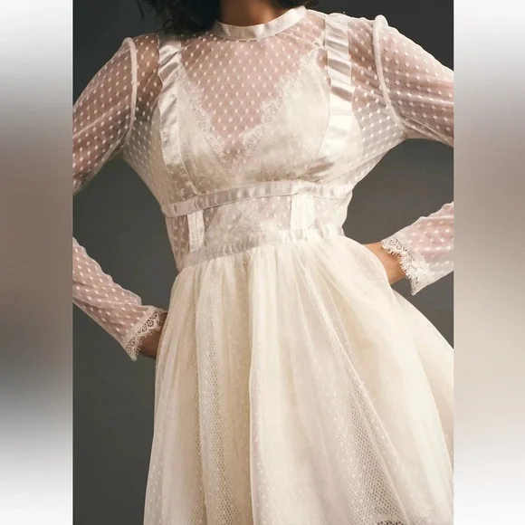 Free People Cream Lace Long Sleeve Dress XL - NWT - Picture 1 of 13